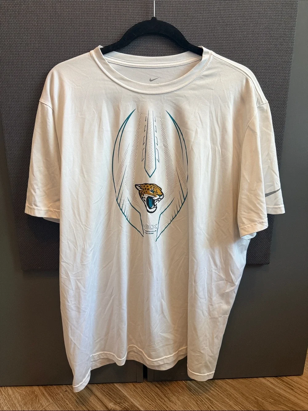 Nike White Jacksonville Jaguars Graphic Tee with Teal Accents